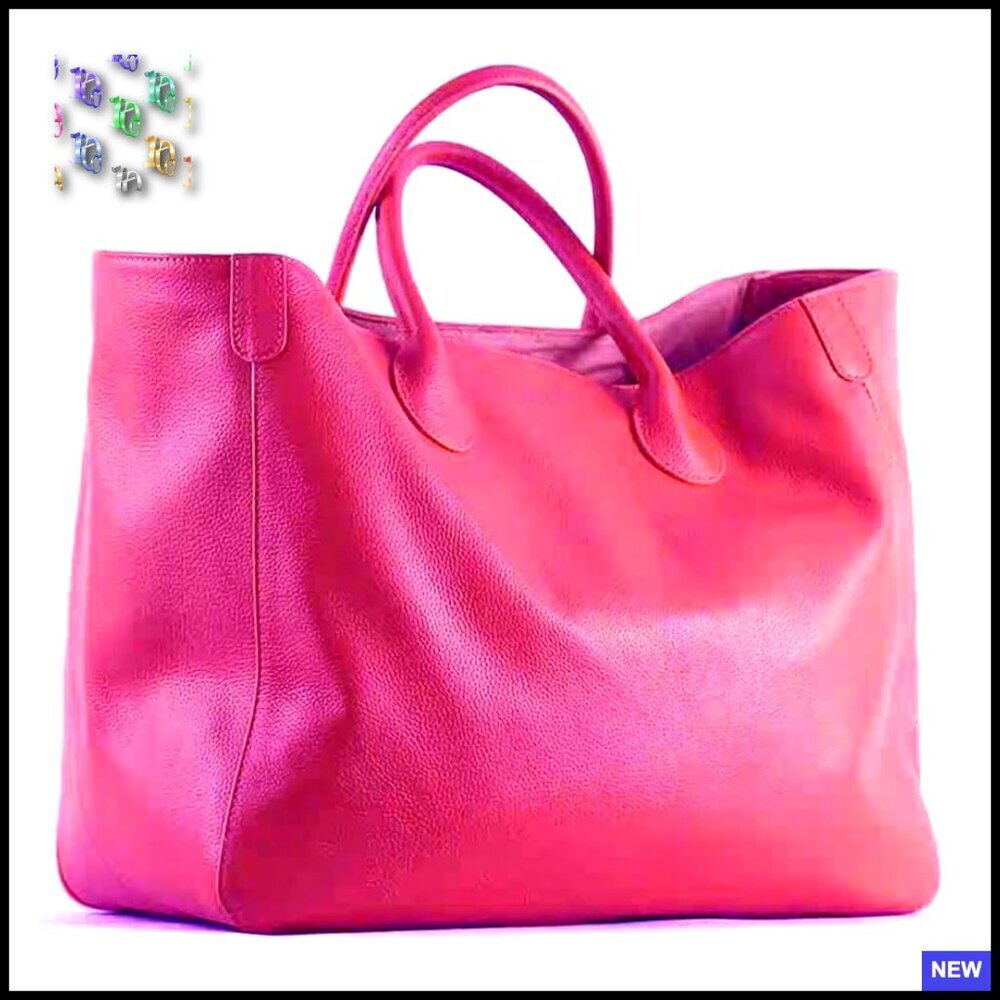 Large Leather Tote Bag Spacious Work Travel Purse Classic Minimal Chic